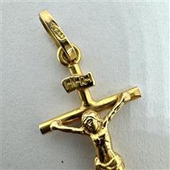 18K 750 Yellow Gold 1.4G Jesus Cross Pendant Charm!